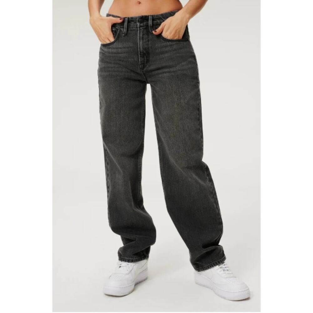 Good American Good '90s Jeans Relaxed Straight Leg‎ Washed Black 4 27